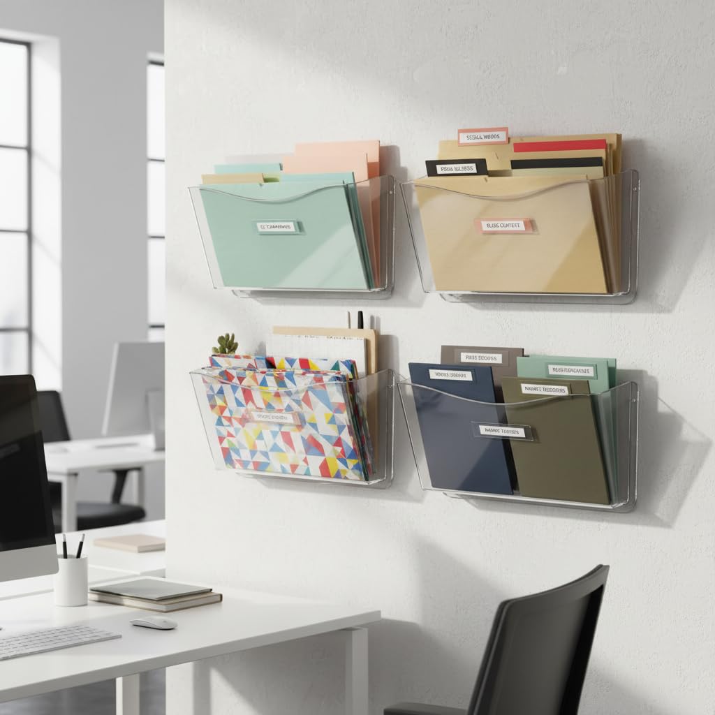 Azar Displays 250025 Clear Plastic Wall Mount File Holder with