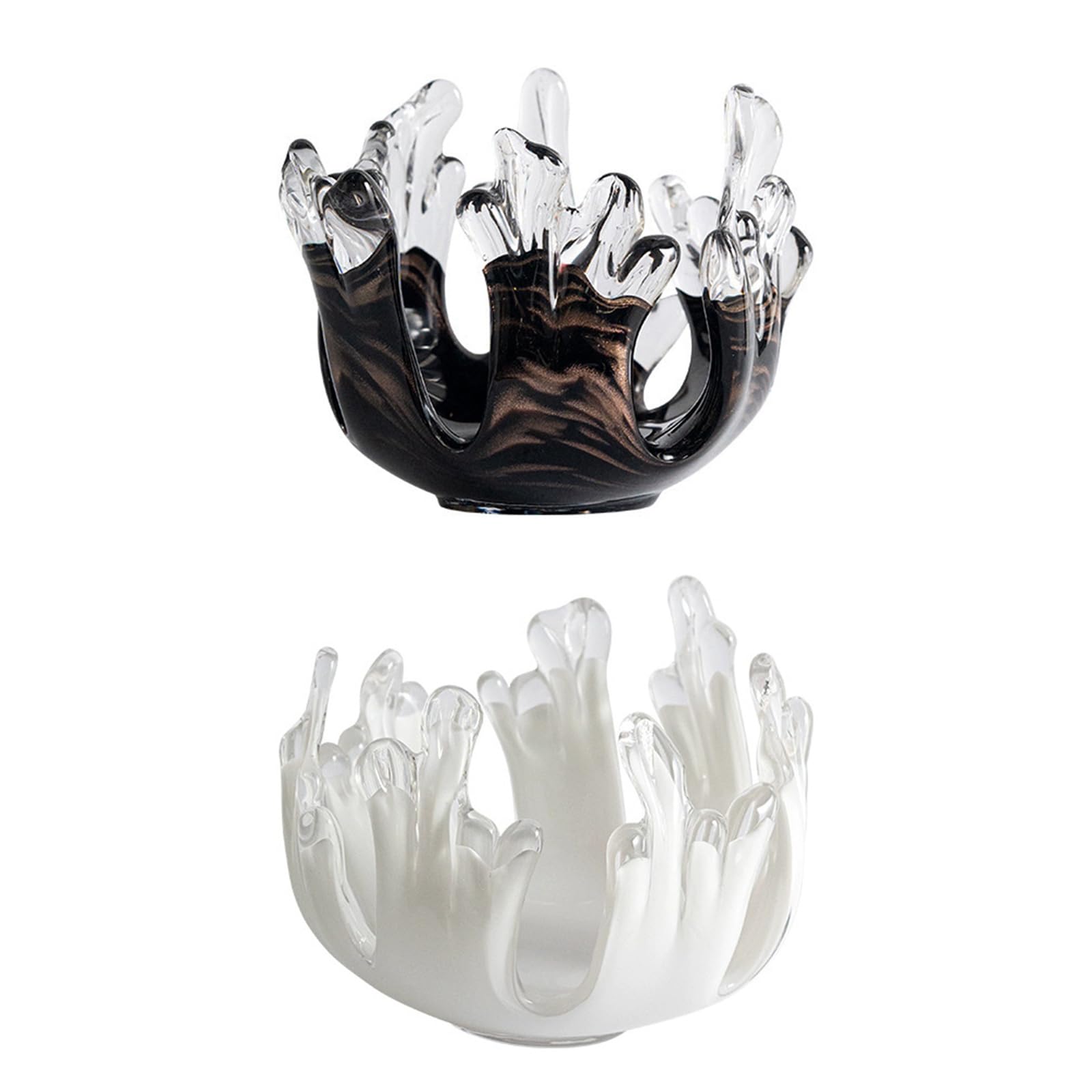 Soporte de cristal hecho a mano con diseño fluido contemporáneo artístico de ondas irregulares para joyas, decoración del hogar, centros de mesa de boda, decoración