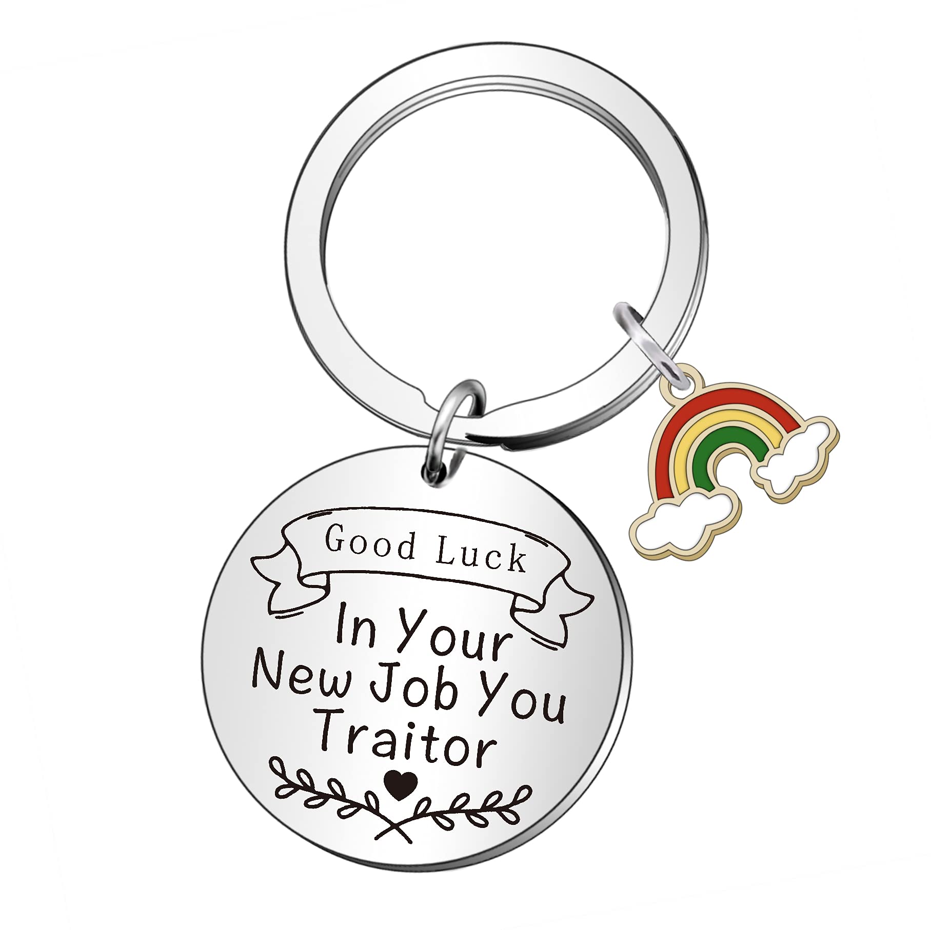 Qmvmv Women's Silver Colleague Funny Keyring Leaving Friendship Gifts For Man Keychain Engraved Good Luck In Your New Job You Traitor