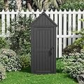 Upgraded Outdoor Resin Storage Shed with Removable Shelves, Lock Ring & Reinforced Floor - All-Weather Garden, Patio Cabinet (Black)