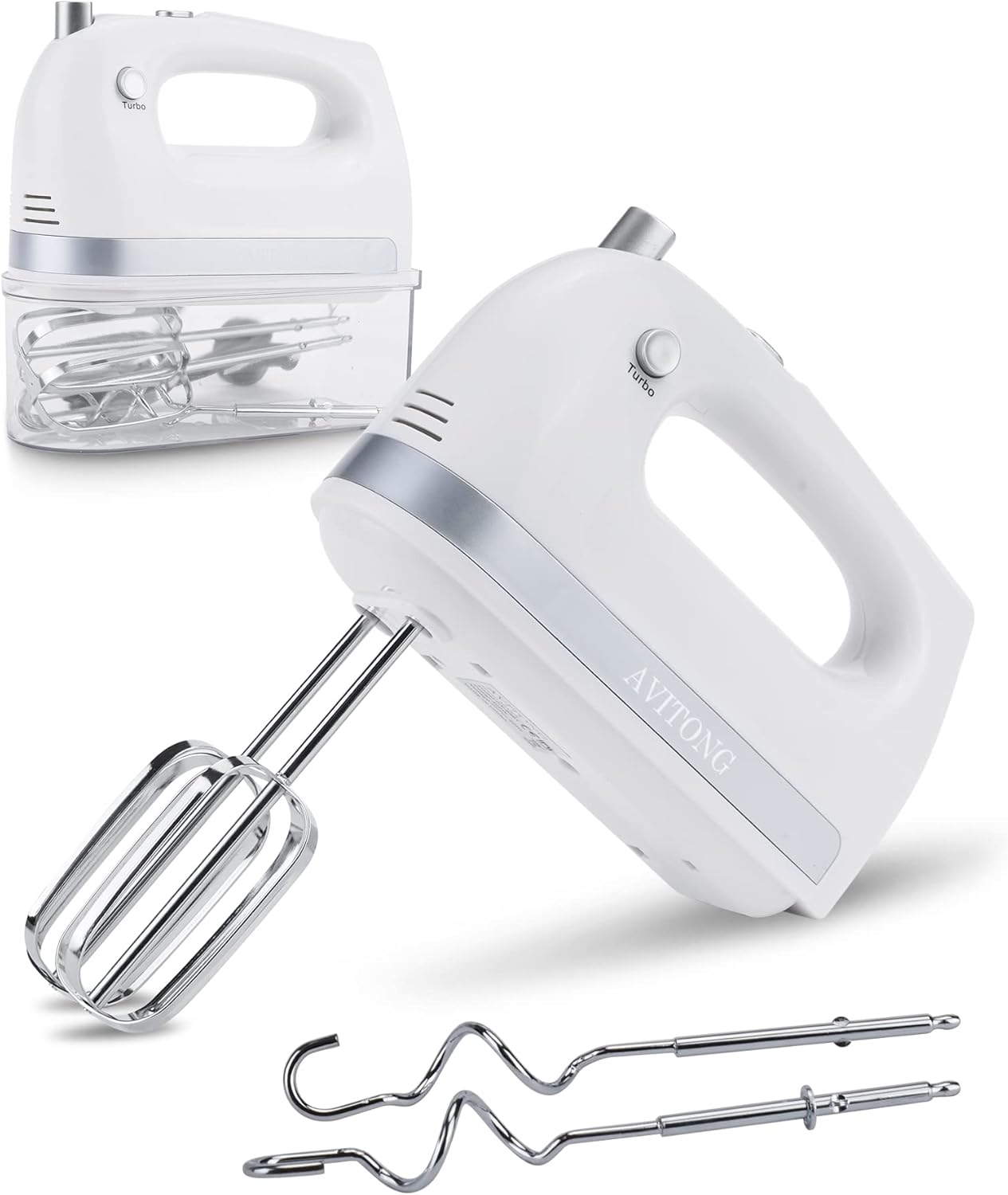 Avitong Electric Hand Mixer, 5 Speed 300W Turbo with SnapOn Storage