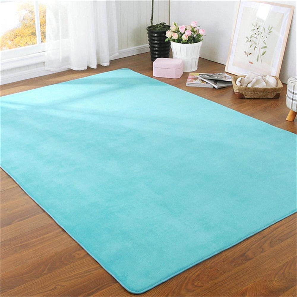 Tapis de salon turquoise LUNEZY doux et antidérapant pour chambre d'enfant