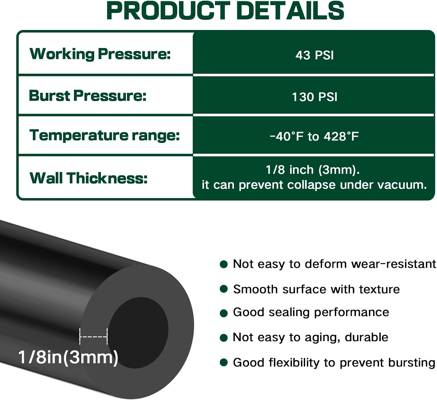 Silicone Vacuum Hose Kit, 5Ft 6PCS Vacuum Hose Automotive & 113PCS Vacuum Line Connectors, Multipurpose Vacuum Tubing for Variety Car Piping System, Max 130PSI, Automotive Replacement Vacuum Line Kit