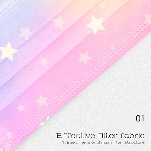 Miniatura 3 de Mascarilla facial desechable para niños, 50 unidades, máscara colorida para niños y niñas, máscara de papel estampada de 3 capas con cinta elástica