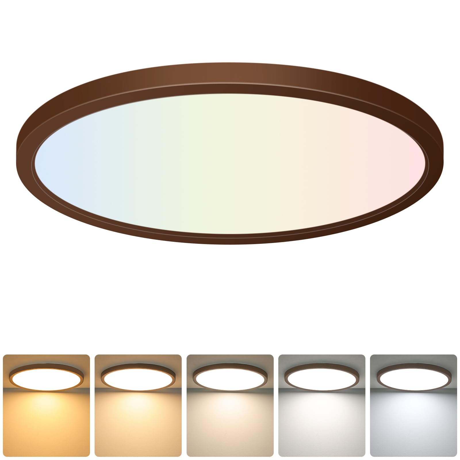 Brightever LED Flush Mount Ceiling Light Fixture Oil Rubbed Bronze, 24W 3200LM 5CCT Dimmable LED Ceiling Light, 2700K/3000K/4000K/5000K/6500K, 12 Inch Ceiling Lamp for Bedroom, Dining Room, 1 Pack