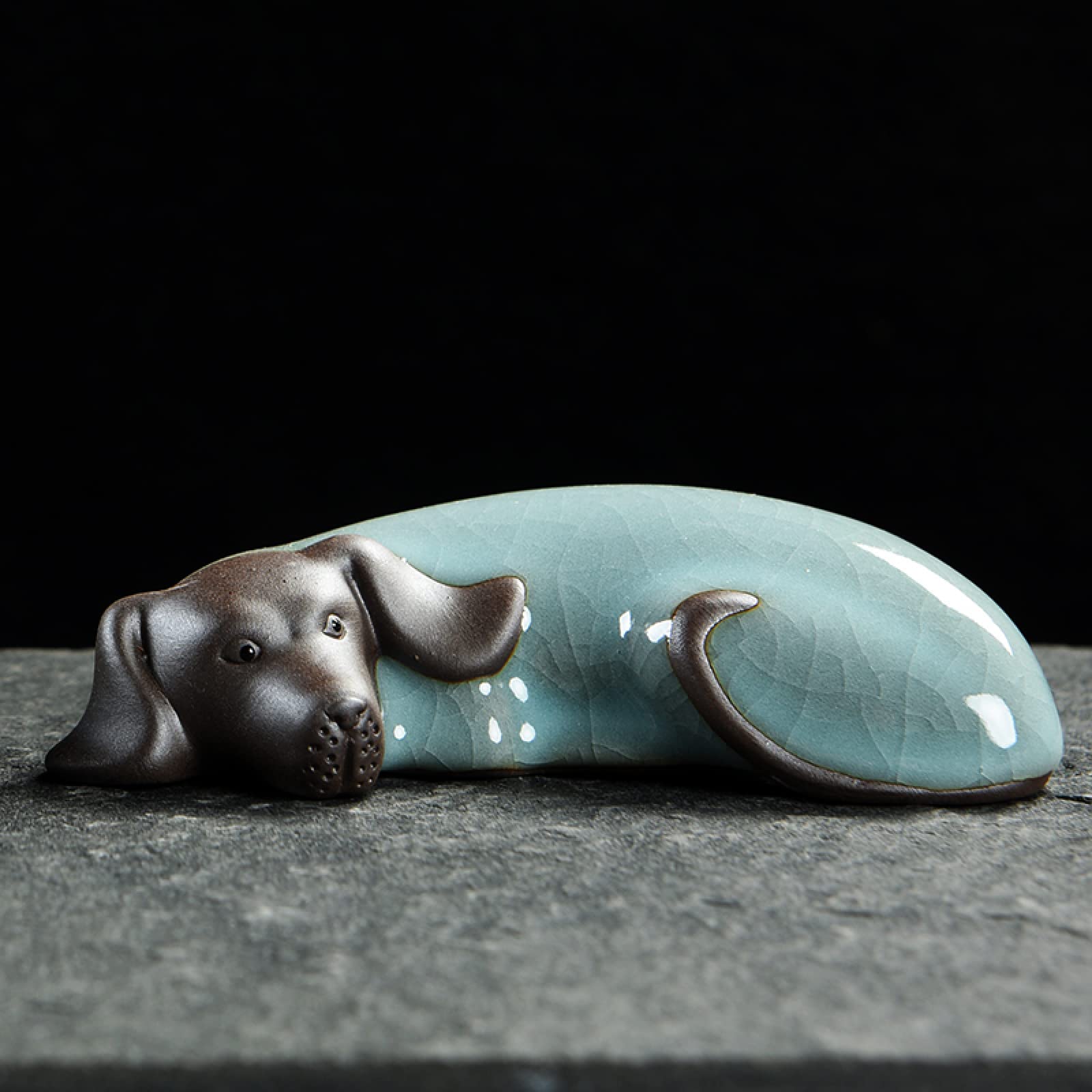Dytartzx Ceramic Animals Dog Handcrafted Sculpture Ornament Garden Hotel Home Decor Office Car Dashboard Gift