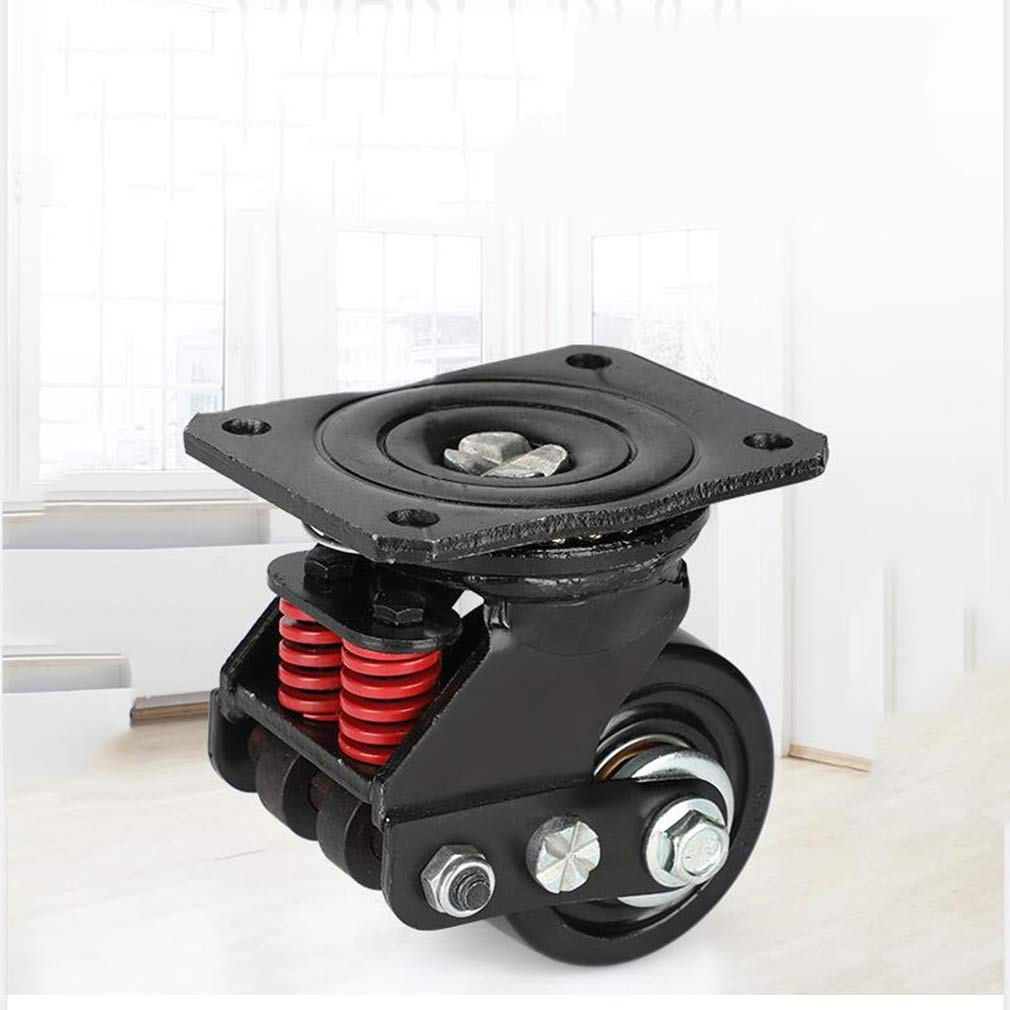 Black Nylon 360° Swivel Gate Wheel 3inch Plate Casters Fence Hardware,Double Spring Loaded,Heavy Duty Shock Absorber,Load-Bearing 500kg,for Trolley,Shelf,Wood or Metal Gates