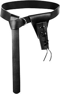 Medieval Sword Holster Belt Set, Renaissance Medieval Knight Leather Belt Sword Frog Adjustable Sword Frog Holster with Belt for Knight Warrior Pirate Cosplay (Black)