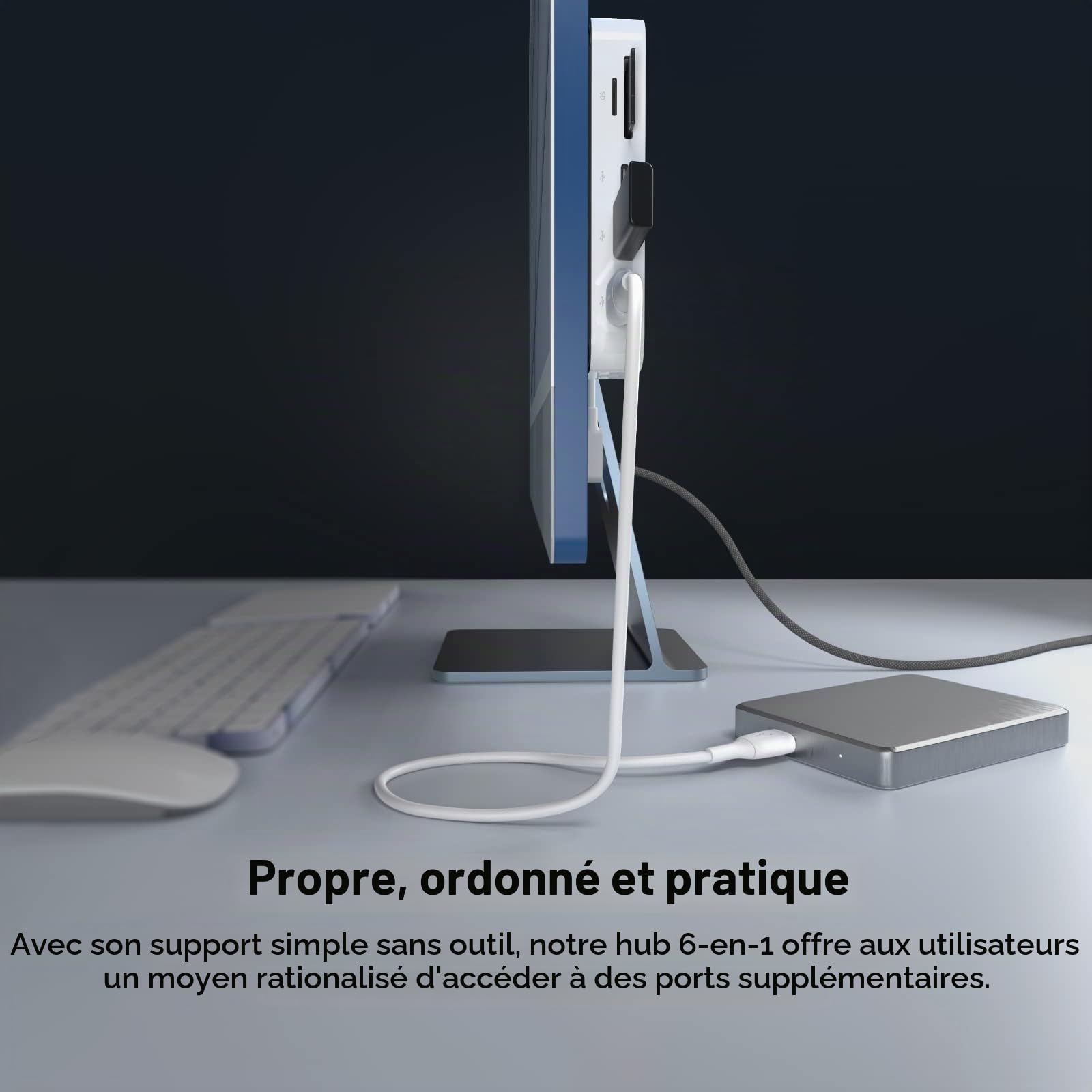 Belkin Hub 6-en-1 USB-C (iMac 24", Station d'accueil avec Lecteur de Carte SD et Micro SD, Port Gigabit Ethernet, 2 Ports USB-A, 1 Port USB C, Transfert de données Rapide) INC011btWH Blanc