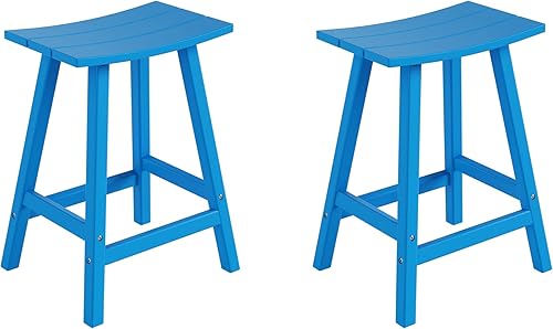Miniatura 31 de Costaelm Juego de 2 taburetes de bar para todo tipo de clima, 29 pulgadas de altura, taburetes de bar Adirondack de polietileno para patio, terraza,