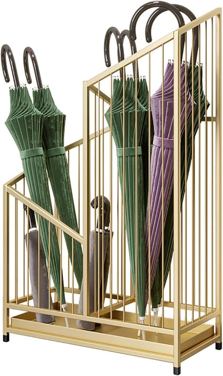 51564 Umbrella Stands,Metal Umbrella Stand Rack, Free Standing Umbrella Holder, Square Umbrella Storage Stand for Office Living Room Hallway – Golden