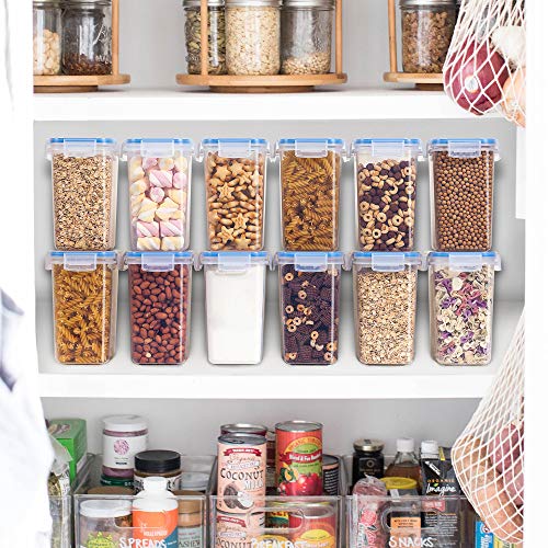 Vtopmart Airtight Food Storage Containers 12 Pieces 1.5qt / 1.6L- Plastic PBA Free Kitchen Pantry Storage Containers for Sugar, Flour and Baking Supplies - Dishwasher Safe - Include 24 Labels, Blue