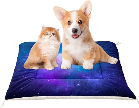 Galaxy Space Starry Printing Orthopedic Dog Bed Mat 41"X31",Soft Comfortable Washable Kennel Crate Sofa Bed,Sleeping Mat for Small Medium Large Dogs Cats,for Proof Pad Crate,Outdoor,Home Use