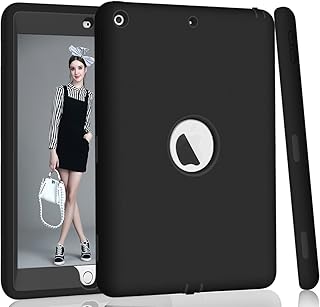 Hocase iPad 5th/6th Generation Case, iPad 9.7 2018/2017 Case, High-Impact Shock Absorbent Dual Layer Silicone+Hard PC Bumper Protective Case for iPad A1893/A1954/A1822/A1823 - Black