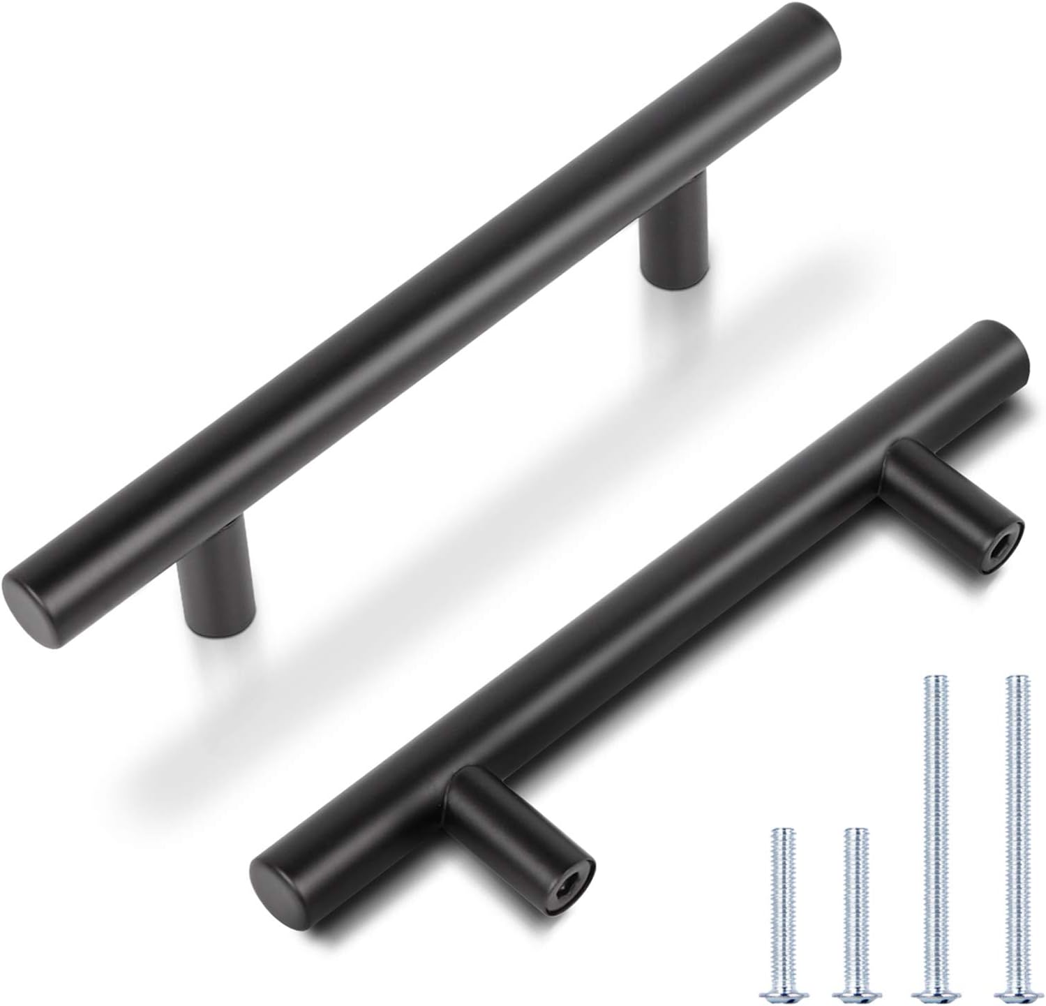 KNOBWELL 15 Pack Black Round Kitchen Pulls, 31/2 inch Hole