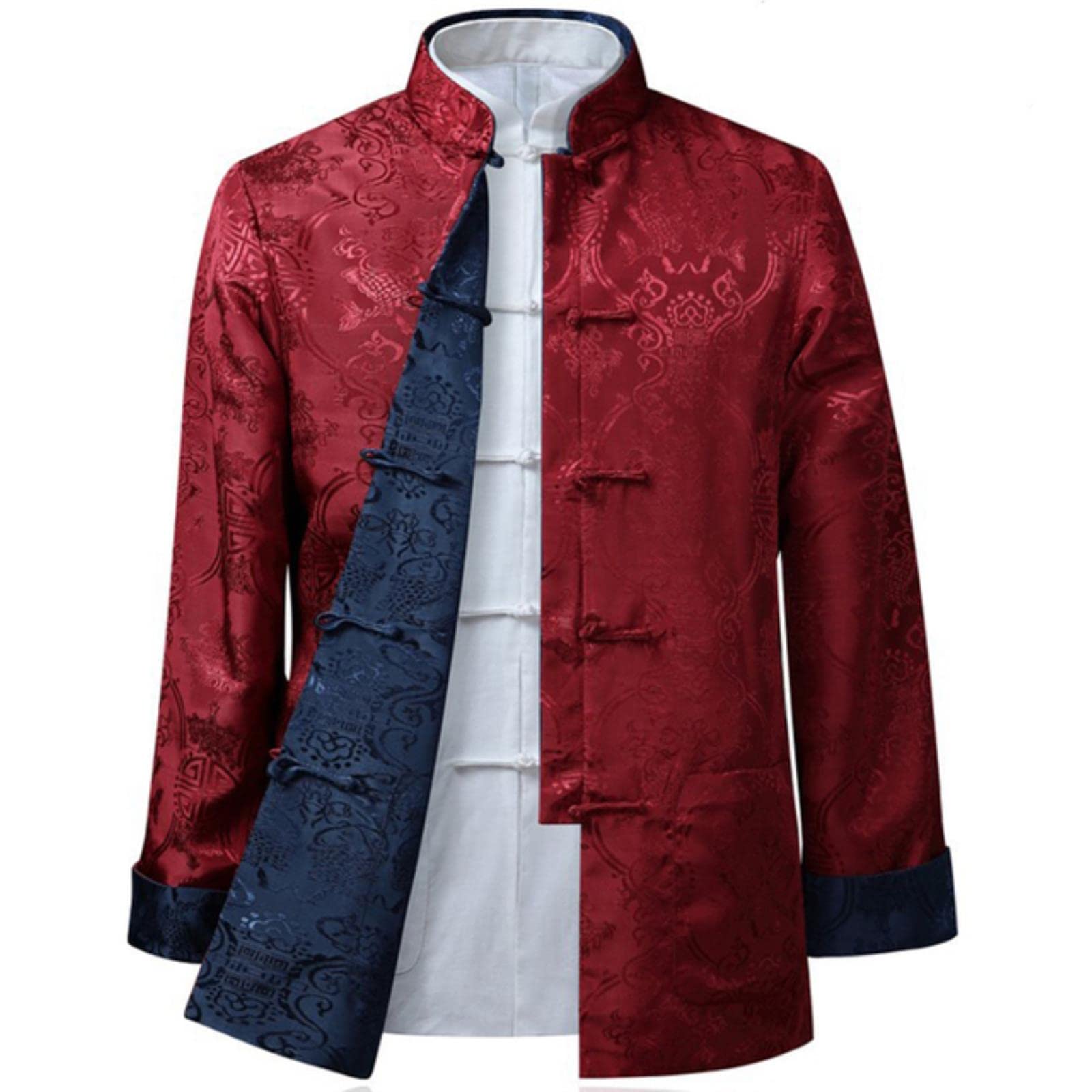 Tang Suit Chinese Shirt Style Jacket Collar Traditional Chinese Clothing for Men Silk Kungfu Cheongsam Top Hanfu Men Both Sides