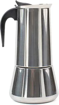 Cafetera de Acero Inoxidable Moka - Cafetera Espresso de 12 Tazas con Filtro Desmontable - Cafetera con Mango Ergonómico Antiquemaduras