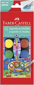Pastilha de Aquarela Estojo com 12 Cores, Faber-Castell, 19.0012, Multicor