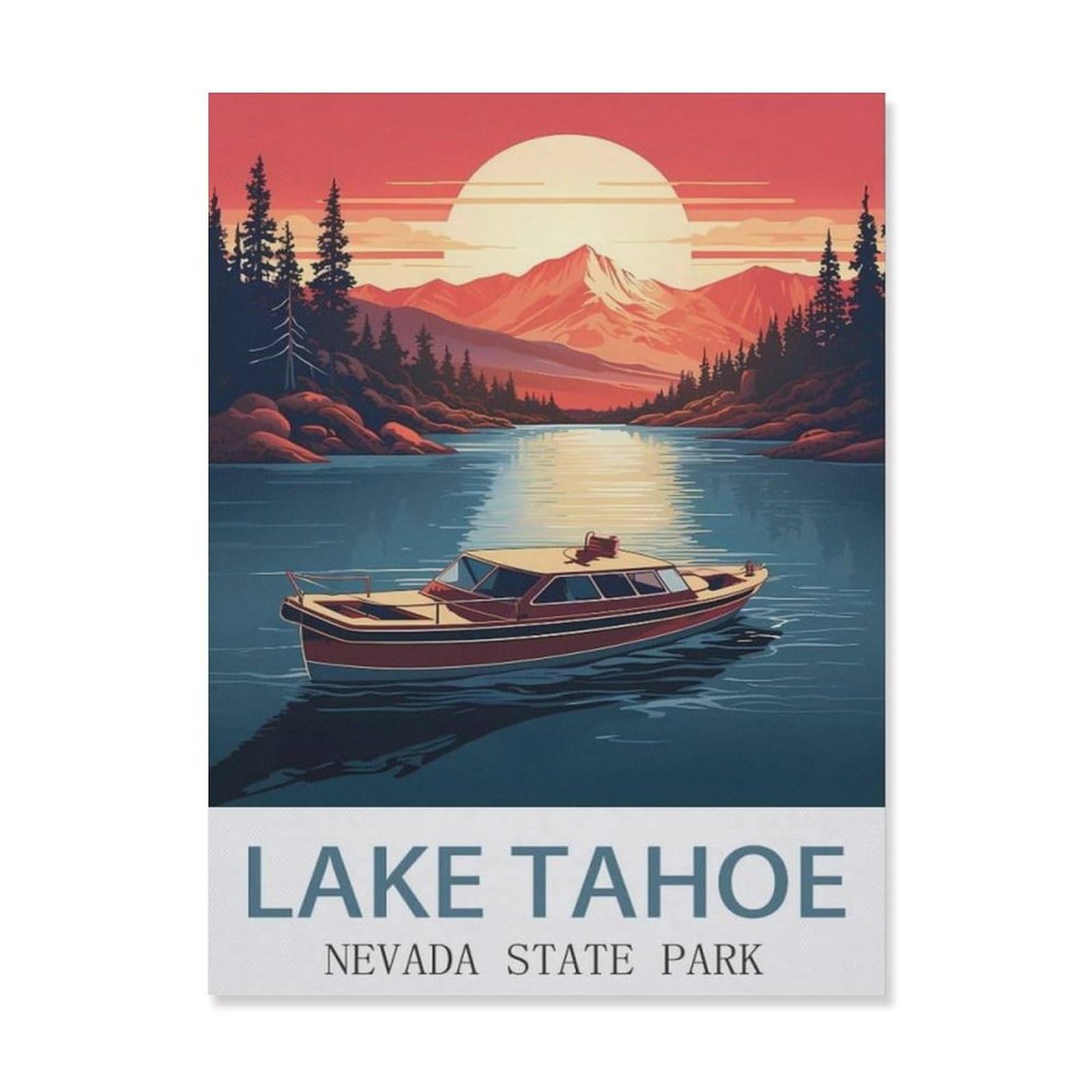 Metal Tin Sign，Lake Tahoe Nevada State Park，Tin Sign Rustic Decor Cave Coffee Shop Bar Bedroom Home Wall Decor Tin Sign(15x30cm）6x12 inch-EG34
