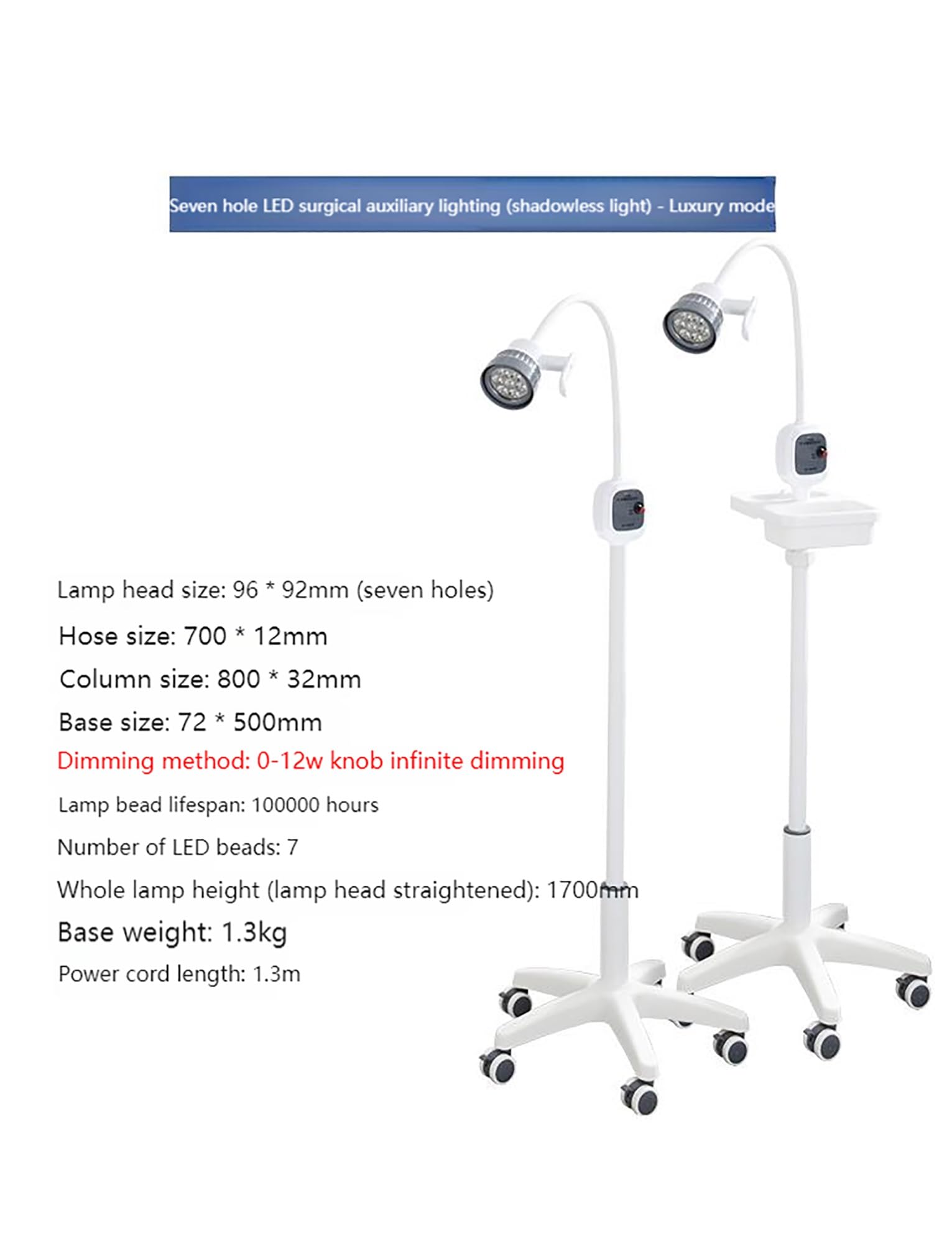 Lampada for visita chirurgica con scatola/senza scatola Lampada for visita medica da pavimento Lampada mobile senza ombre con ruote universali (versione aggiornata)(Without box)