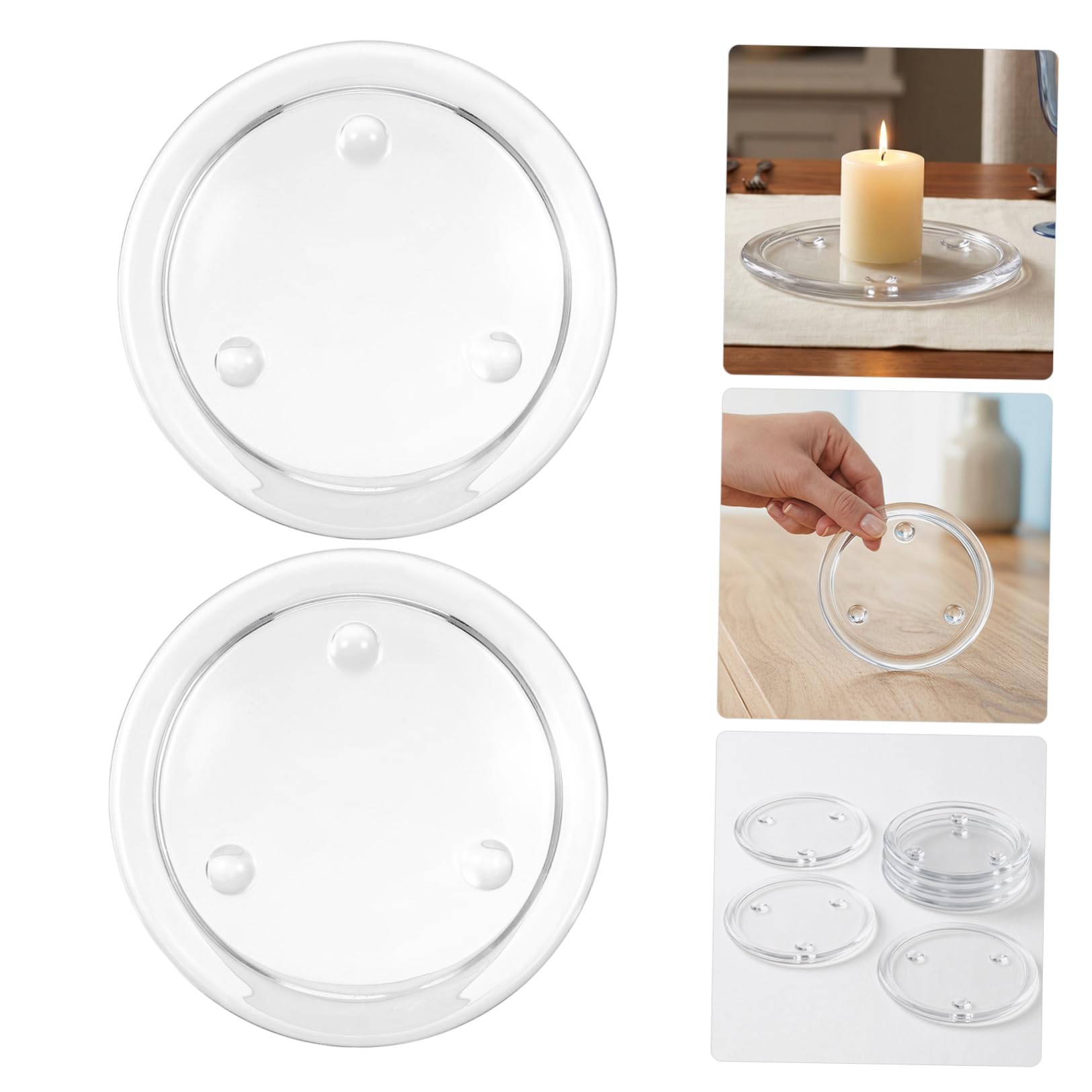 Garneck 6 Piezas Plato Redondo para Velas de Vidrio Transparente para Mesa