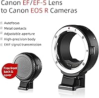 Vista 8 de Lens Mount Adapter EF-EOS R Auto-Focus Lens Converter Control Ring for EFEF-S Lens to Canon EOS R RP R3 R5 R50 R6 R7 R8 R10 Cameras