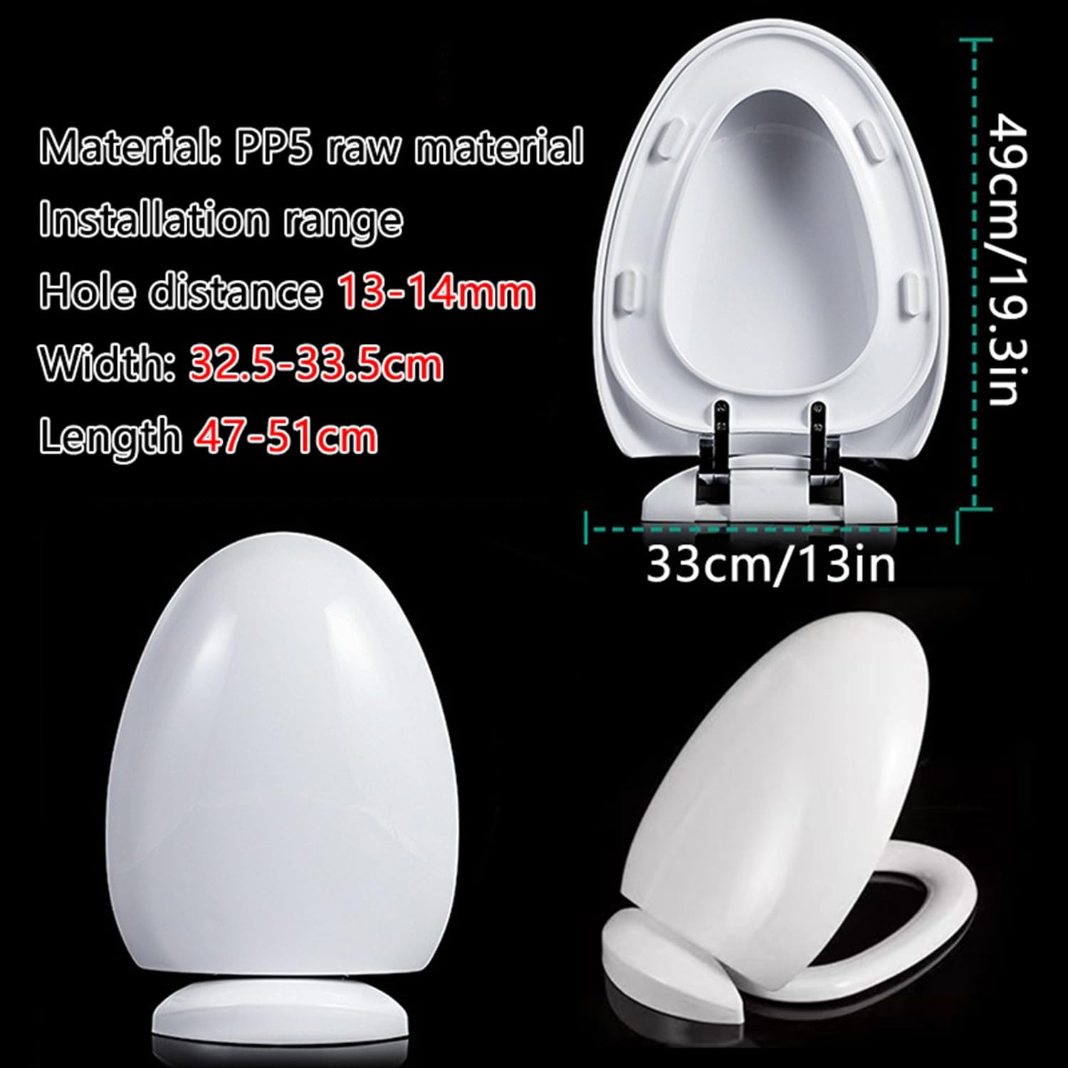 Asiento de inodoro de cierre suave con bisagras de liberación rápida para una fácil limpieza, funda de asiento de bidé cómoda y alargada, plástico duradero de fácil instalación