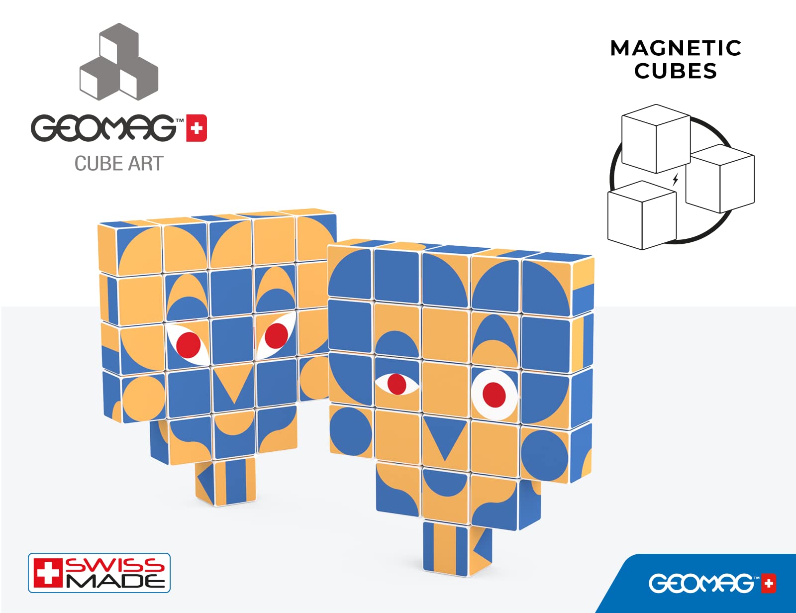 Geomag, Magicube Art Pattern, sztuka kostkowa, figurki i zwierzęta z kostkami magnetycznymi, magnetyczne konstrukcje dla dzieci i dorosłych, 25-częściowy zestaw