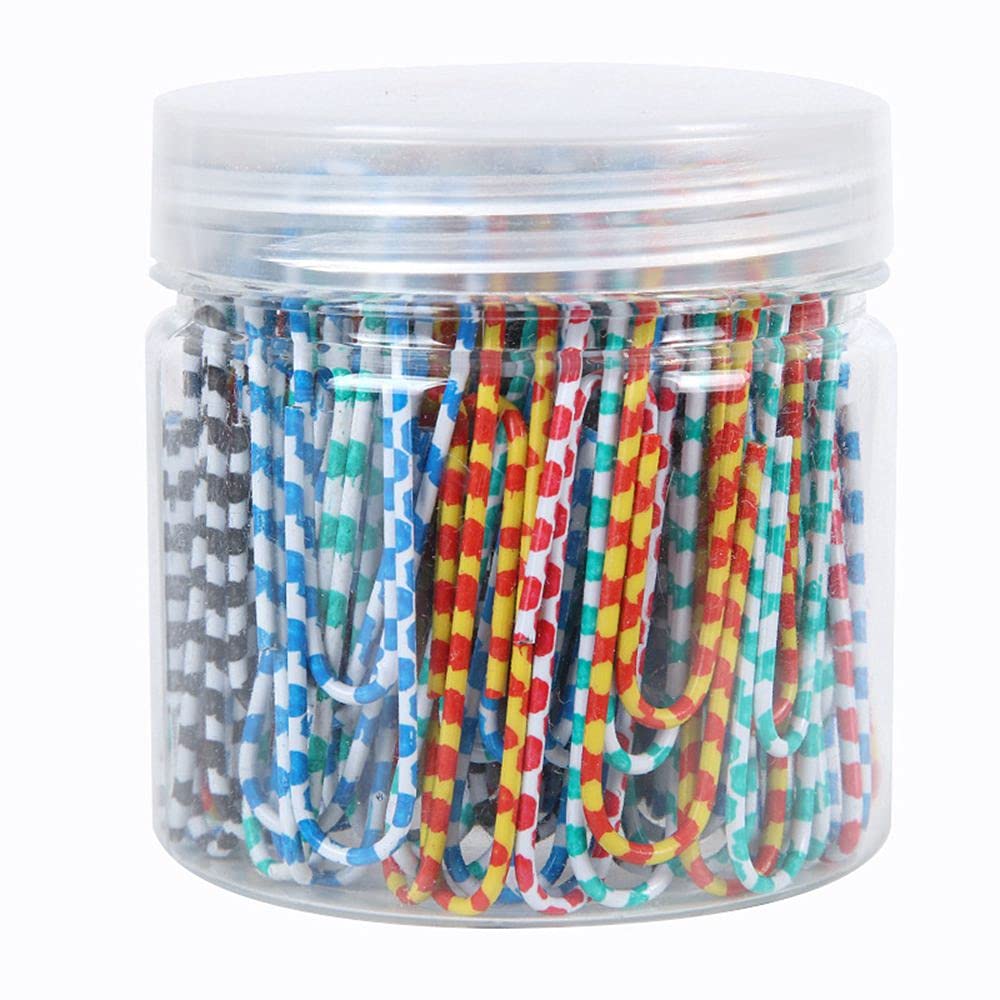 NC 100Pcs Large Colored Paper Clips Paper Clip Office Supplies Clips for Paperwork Paper Clips Vinyl Coated Paperclips Colorful Striped Paper Clips for Office School Document Organizing