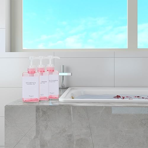 Miniatura 5 de GOYISEE Botellas recargables de champú y acondicionador para pared de ducha, dispensador de champú y acondicionador con bomba sin taladro (3