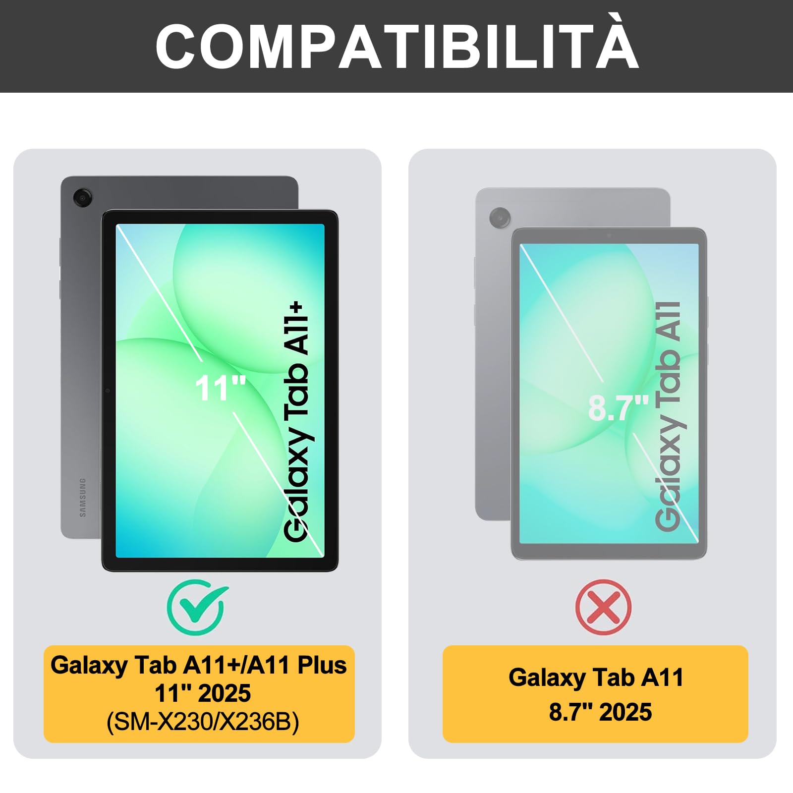 JADEMALL Tastiera per Samsung Tab A11+/A11 Plus 11" 2025, Italiana QWERTY Tastiera Bluetooth Bluetooth Magnetica Staccabile per Samsung Galaxy Tab A11+ Plus 11" 2025 SM-X230/X235/X236B, Nero