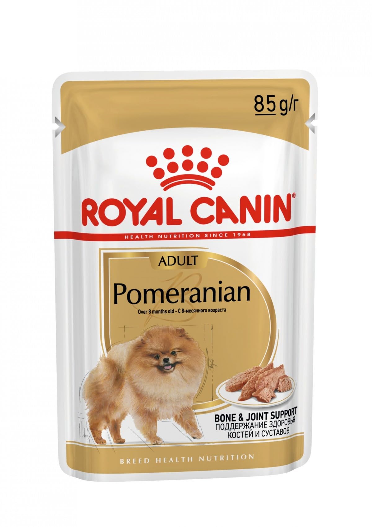Royal Canin Pomeranian Adult | 12 x 85 g | Aliment Complet pour Chiens (Mousse) | pour Spitz Adultes et âgés | À partir de 8 Mois | Teneur en minéraux adaptée