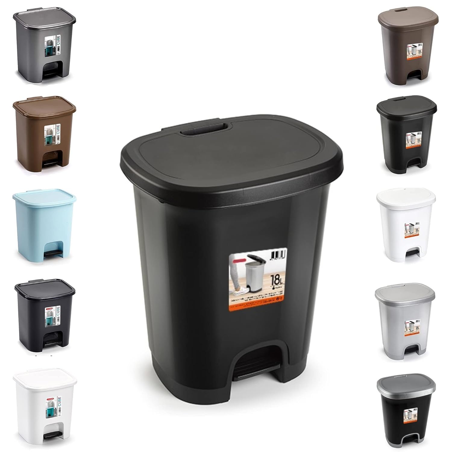plastific 18L Slim Pedal Bin, Soft Close Step Trash Can for Kitchen & Home โ image 1