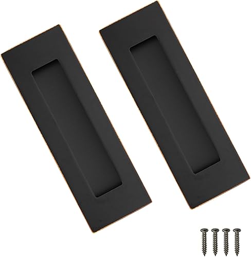 Miniatura 15 de Tiradores empotrados para dedos, manijas de puerta de bolsillo, para puertas correderas de granero, puertas plegables de acero inoxidable Negro