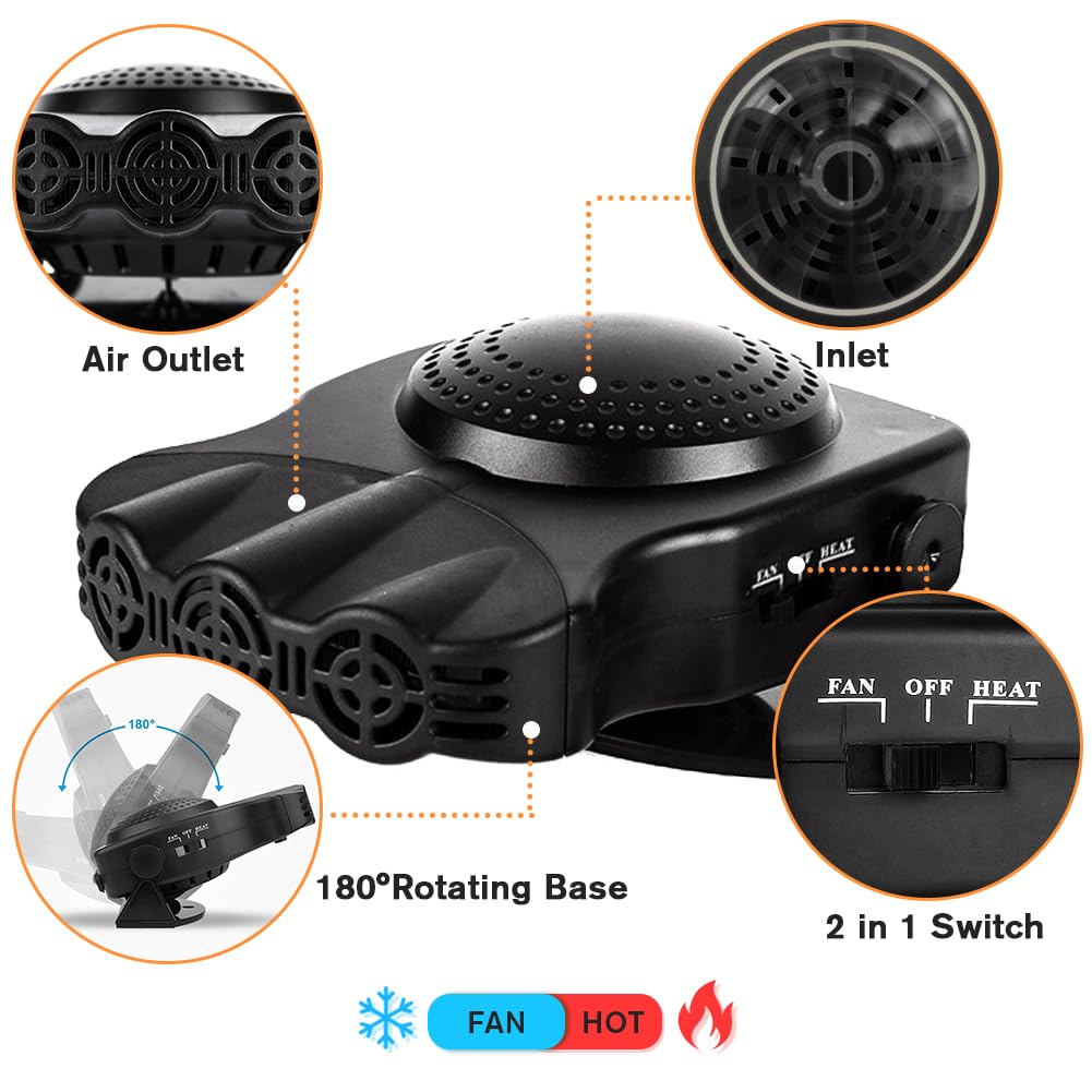 Lntyq Chauffage De Voiture 12V 150W, Portable Réchauffeur De Voiture