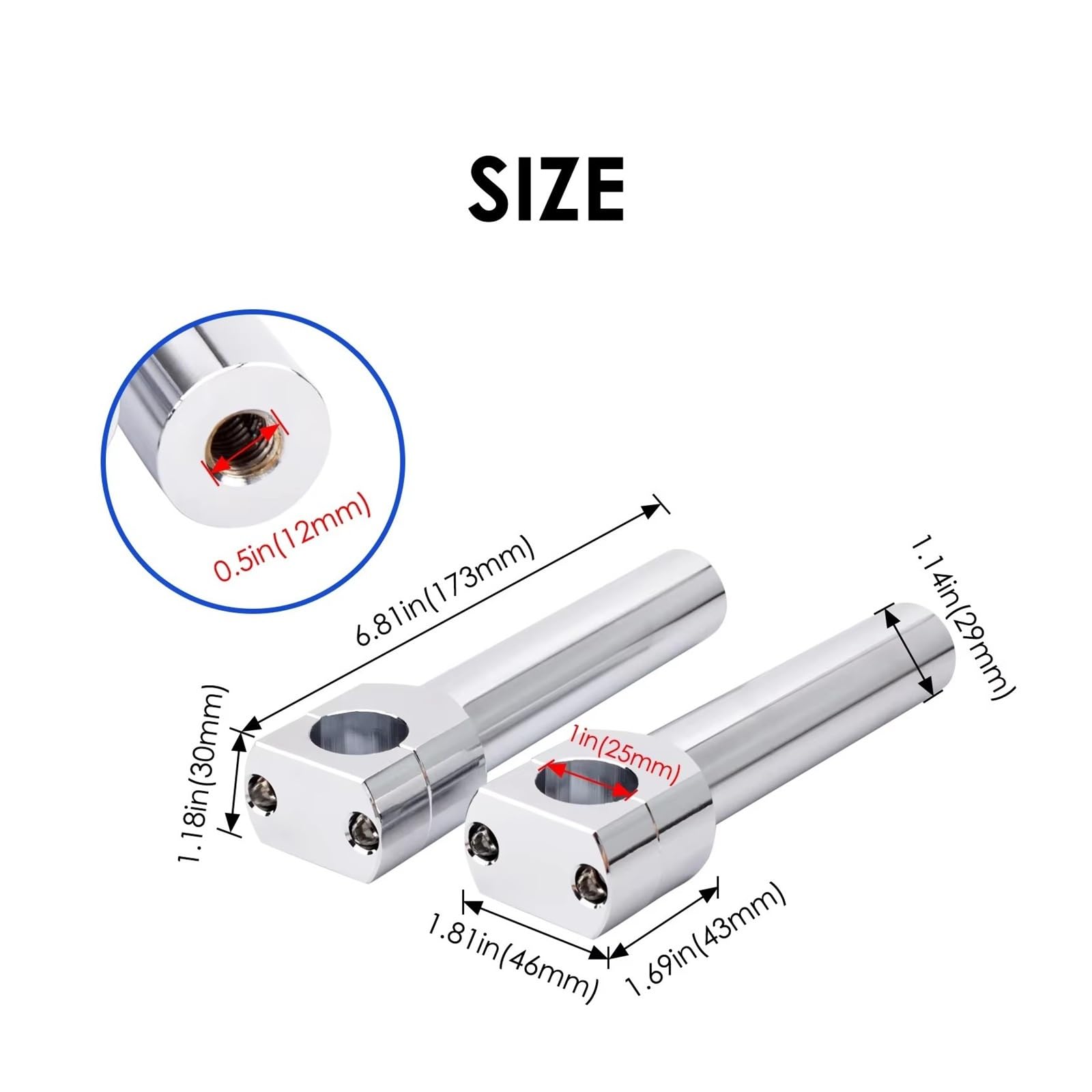 Elevadores De Manillar Universales Cromados 1" (25 Mm) Para Motocicleta Para Suzuki Con Adaptador Abrazadera Montaje Alzas Manillar Moto