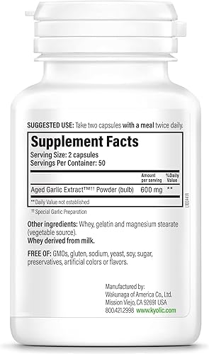 Miniatura 6 de Cápsulas con extractos de ajo añejado Kyolic, fórmula 100 original cardiovascular, 100-32, Pastillas, 1, 1