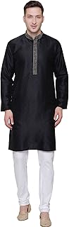 Men's Kurta Pajama Jacquard Silk Indian Party Wear Apparel
