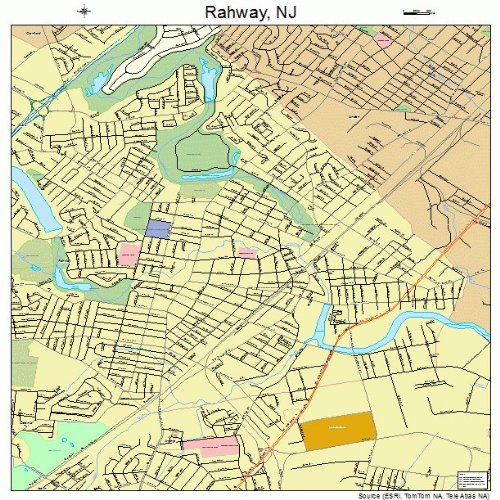 Large Street & Road Map of Rahway, New Jersey NJ Printed poster size