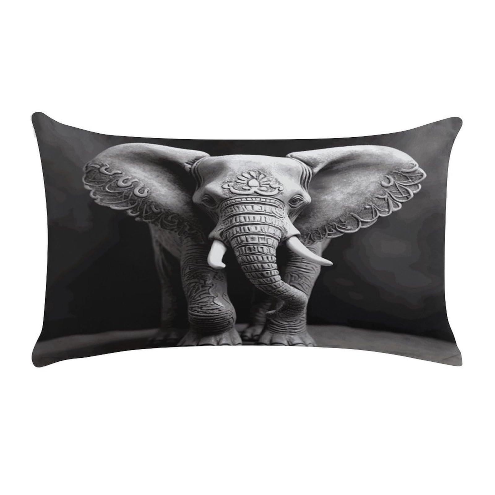 Gray Elephant Pillow Cover Super Soft Pillowcase Luxury Cozy Fuzzy Velvet Pillow Shams Breathable Standard Pillow Cases with Zipper Wrinkle-Free Pillow Cover 12 "×20 "