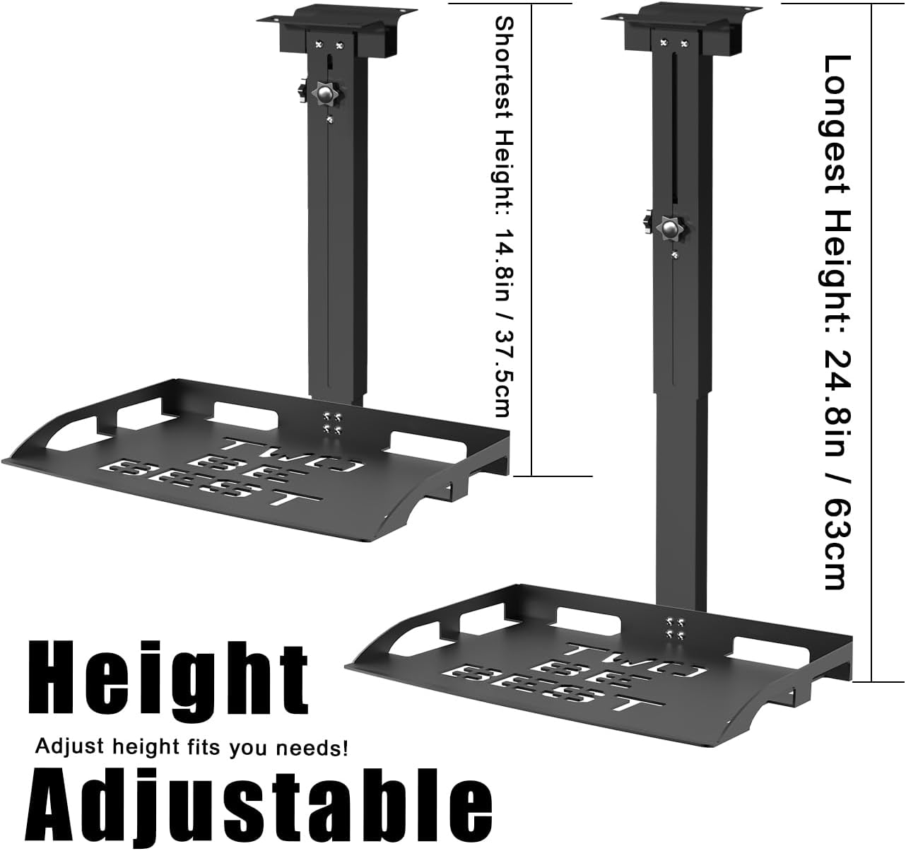2-Be-Best Universal Projector Ceiling Mount with Tray,14.8-24.8IN / 37.5-63CM Height Adjustable Projector Shelf Tray Mount