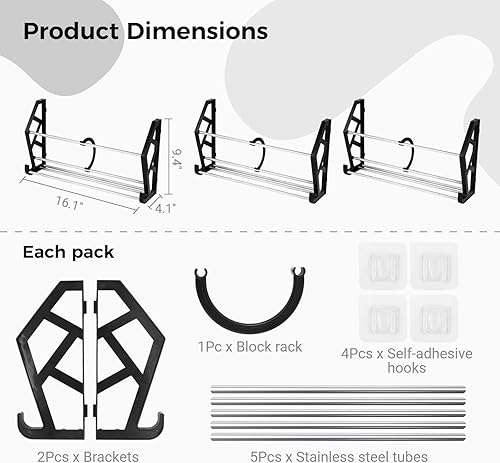 Miniatura 5 de Homaisson 3 paquetes de zapateros colgantes, zapateros montados en la pared, organizador de almacenamiento de zapatos con ganchos autoadhesivos,