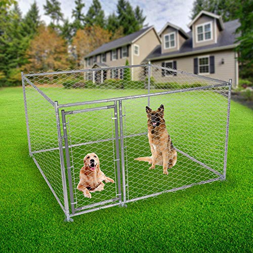 Lonabr Outdoor Dog Kennel, Heavy Duty Galvanized Mesh Steel Fence Dog Playpen, Puppy Exercise Pen Dog Run Cage W/Secure Lock For Medium, Large Dogs (6.5X6.5X4 Ft) #TOP1