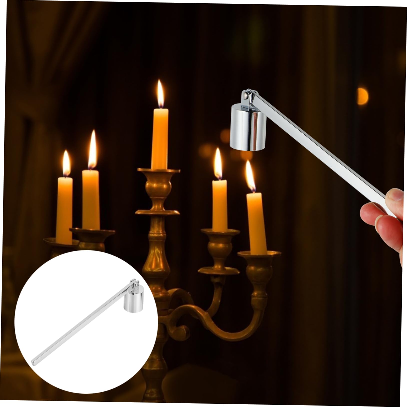 ERINGOGO Stainless Steel Long Candle Snuffer Vintage Style Candle Extinguisher Putter Outer