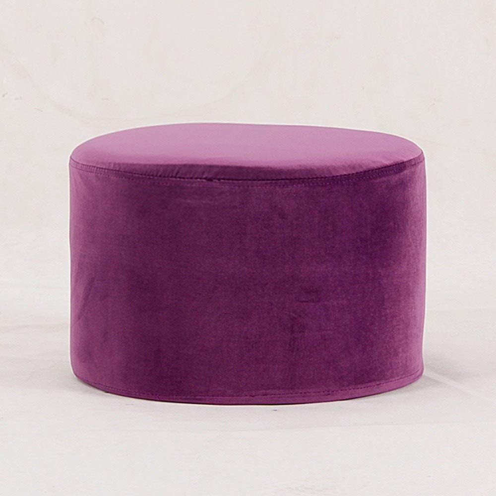 Reposapiés tapizado Taburete de pie Redondo Puf Tapizado Sofá Suave Taburete Otomano Asiento de pudín Lavable Portátil Niños Madera Maciza Cambio de Zapatos Banco para Sala de Esta