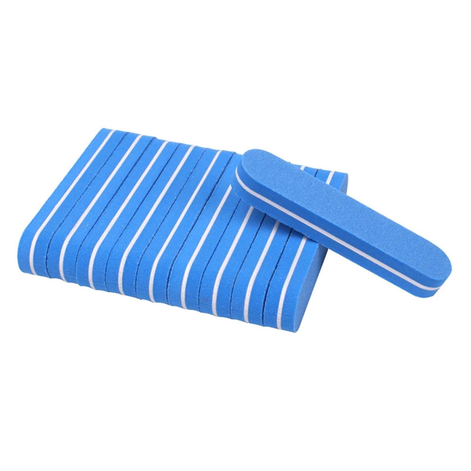 Lot de 50 mini limes à ongles, éponges polissoirs de couleurs variées, grain 100/180, bloc de ponçage double face, mousse de polissage for gel, manucure et nail art(Blue)