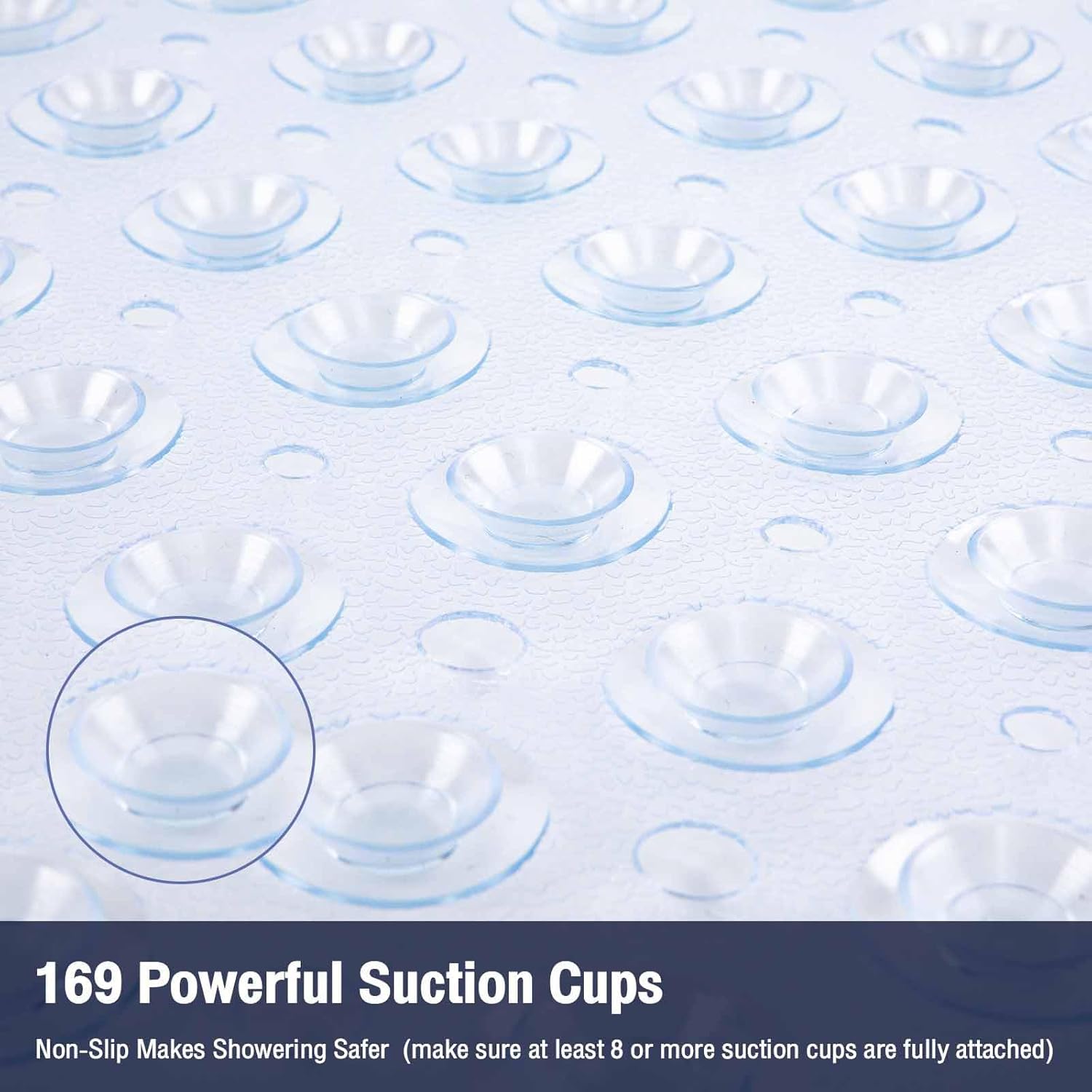 Clear Square Shower Mat Bathtub Mat Non Slip 21x21 Inch, Square Bath Mat for Inside Shower Tub, Shower Stall Mats for Bathroom Floor, Big Suction Cups Drain Hole, Easy Washable, BPA-Free - Image 4