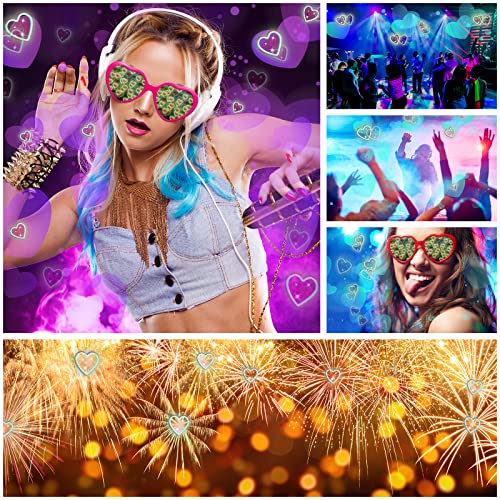 Konohan 6 Pairs Heart Sunglasses Effect Glasses Diffraction Festival Back to School Party Light Changing Heart and 6 Pieces Microfiber Glasses Gadgets Slim Soft Storage Pouch with Drawstring Closure4