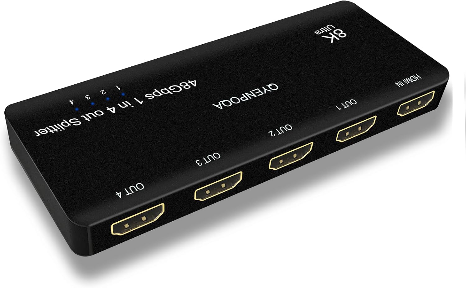 8K@60 Hz HDMI Splitter 1 in 4 Out 1x4 Power HDMI Splitter 4 Ports 1 in 4 Out 4 Ports HDMI 2.0 Adapter for HDTV 3D Ultra high Definition HDTV Splitters (8K 1 in 4)