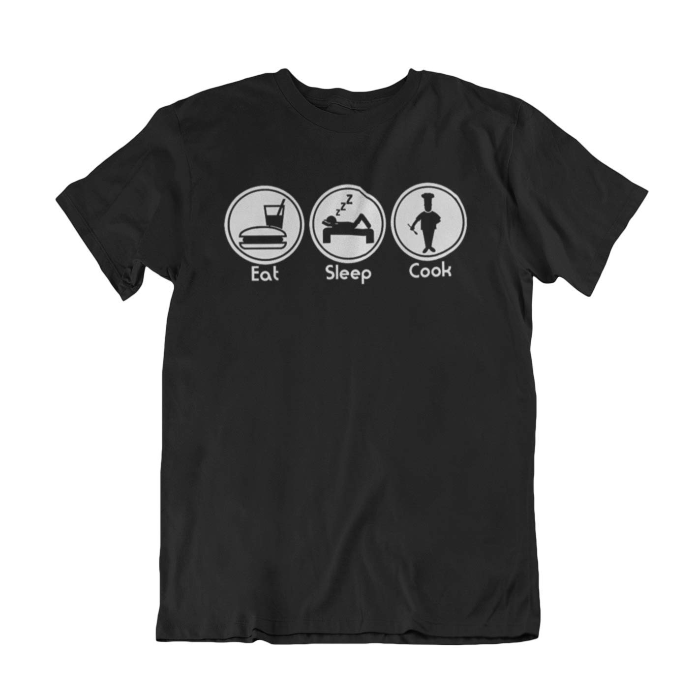Jonny Cotton Men's Black Eat Sleep Cook - Chef Occupation Novelty T-Shirt (X-Large, )
